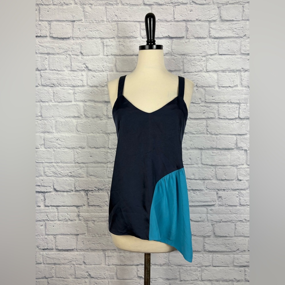 Tibi Blue Colorblock Shirred Cami size 2 - Picture 3 of 6